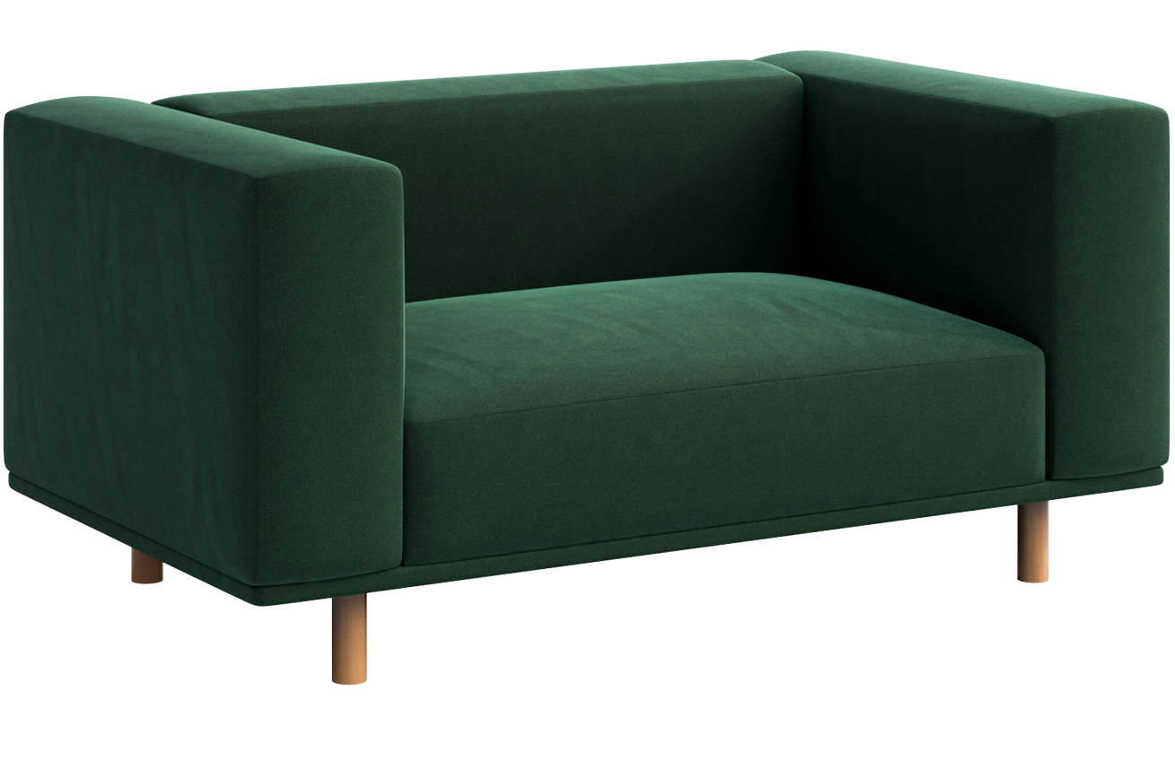 Tmavě zelen&aacute; sametov&aacute; dvoum&iacute;stn&aacute; pohovka Ame Yens Kukumo 160 cm