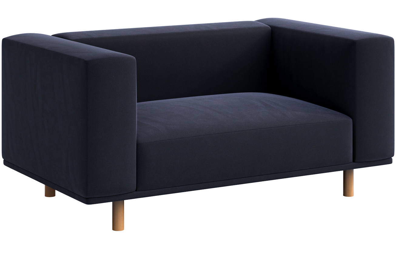 N&aacute;mořnicky modr&aacute; sametov&aacute; dvoum&iacute;stn&aacute; pohovka Ame Yens Kukumo 160 cm