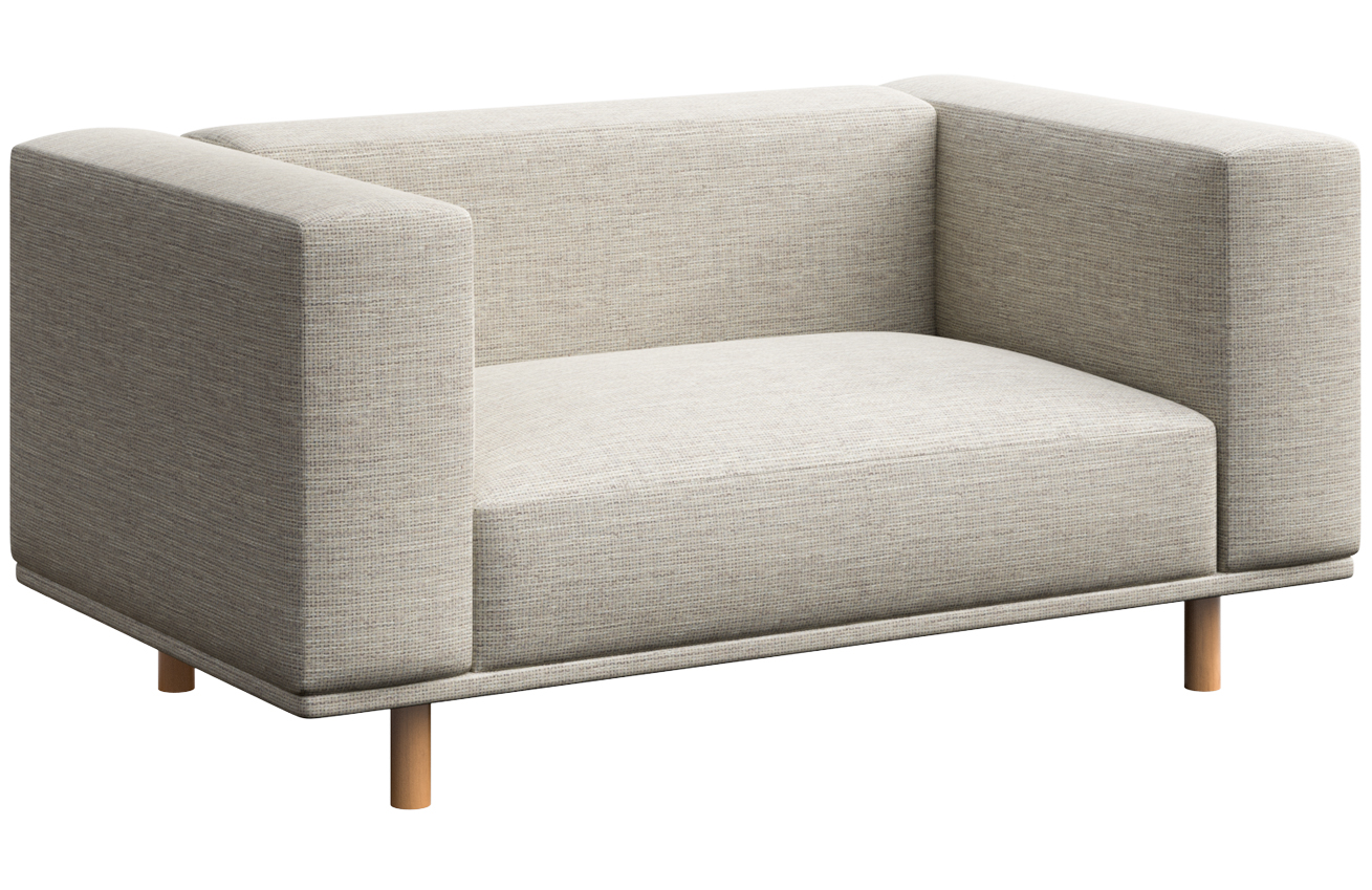 Světle &scaron;ed&aacute; čalouněn&aacute; dvoum&iacute;stn&aacute; pohovka Ame Yens Kukumo 160 cm