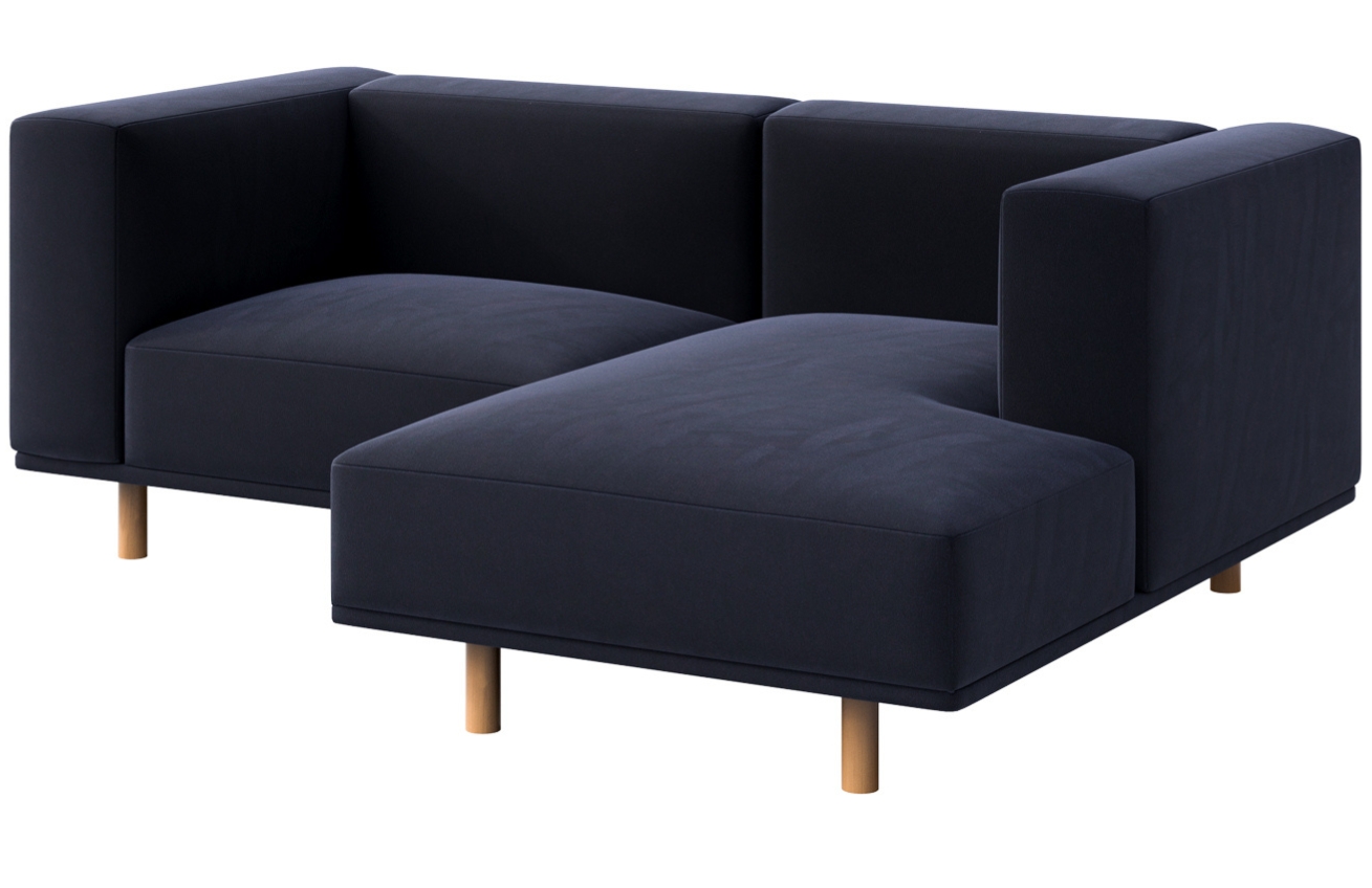 N&aacute;mořnicky modr&aacute; sametov&aacute; rohov&aacute; pohovka Ame Yens Kukumo 204 cm, prav&aacute;