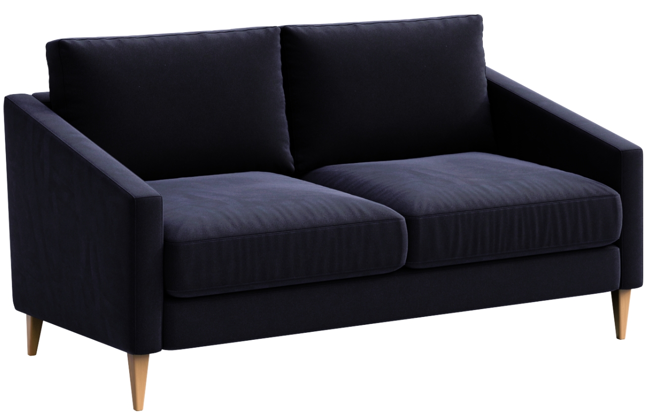 N&aacute;mořnicky modr&aacute; sametov&aacute; dvoum&iacute;stn&aacute; pohovka Ame Yens Karoto 170 cm