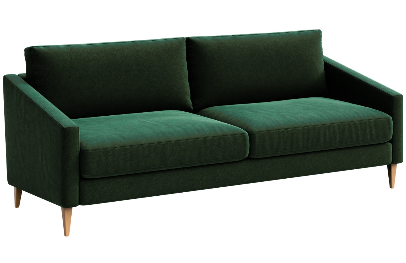 Tmavě zelen&aacute; sametov&aacute; tř&iacute;m&iacute;stn&aacute; pohovka Ame Yens Karoto 200 cm