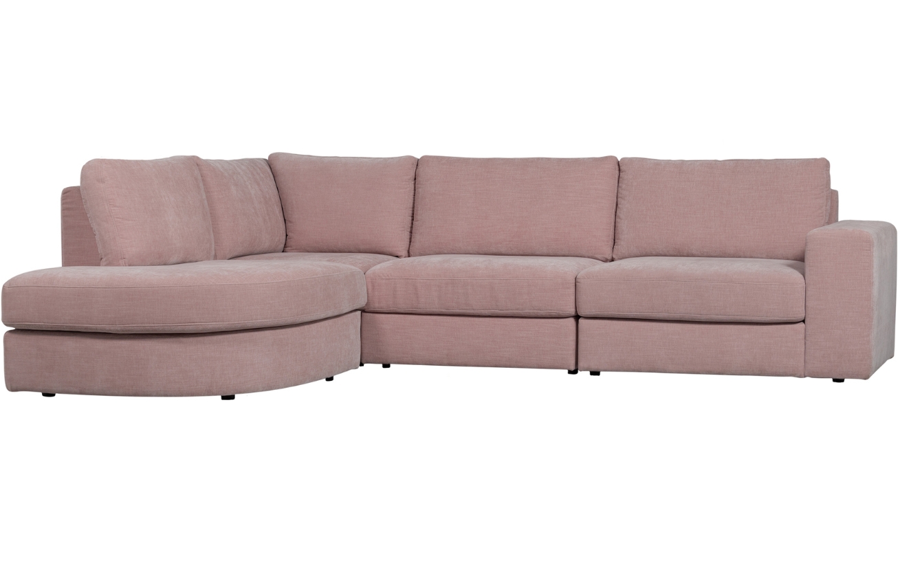 WOOOD Růžov&aacute; l&aacute;tkov&aacute; rohov&aacute; pohovka Flaireen 301 cm, lev&aacute;