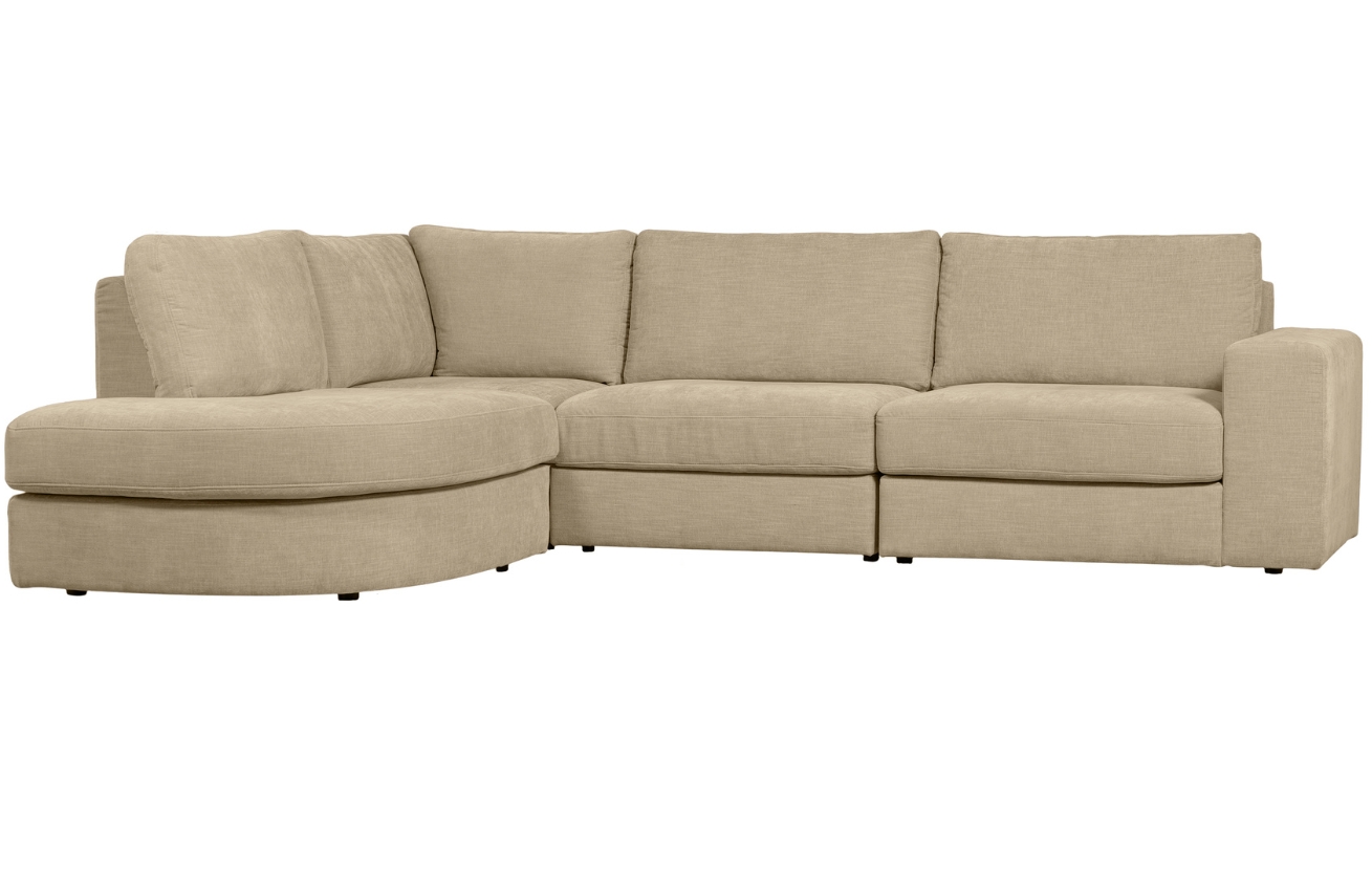 WOOOD P&iacute;skově hněd&aacute; l&aacute;tkov&aacute; rohov&aacute; pohovka Flaireen 301 cm, lev&aacute;