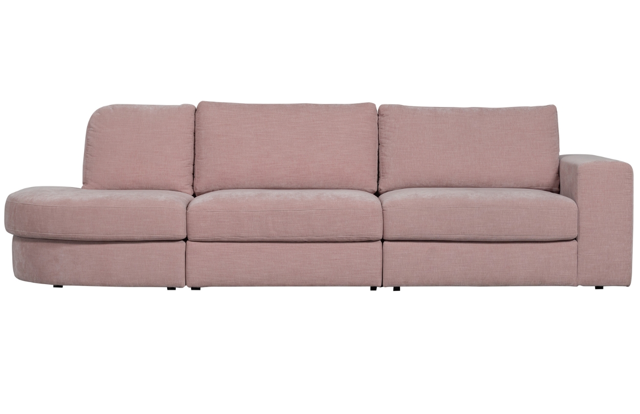 WOOOD Růžov&aacute; l&aacute;tkov&aacute; tř&iacute;m&iacute;stn&aacute; pohovka Flaireen 298 cm, prav&aacute;