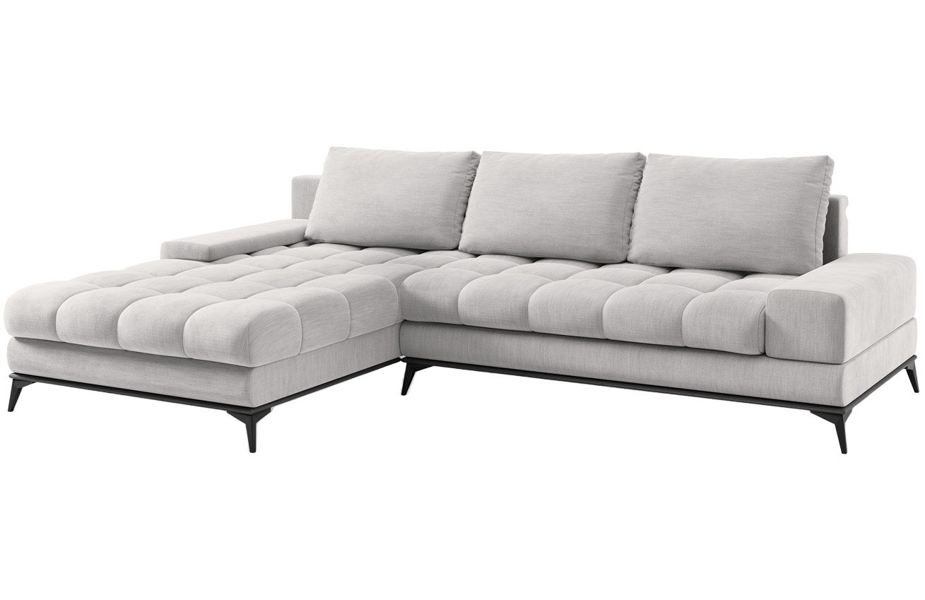Světle šedá látková rozkládací rohová pohovka Windsor & Co Deneb 315 cm, levá