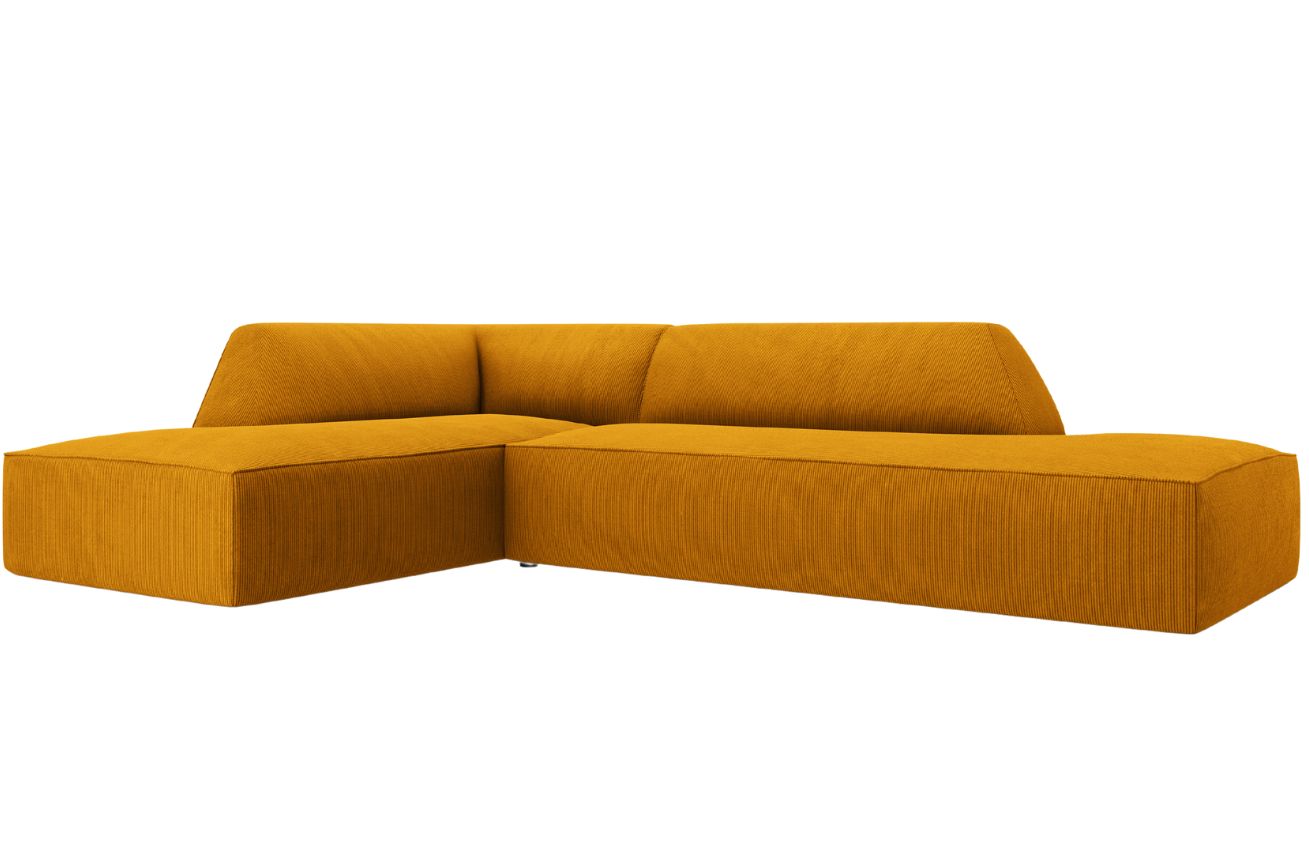 Hořčicově žlut&aacute; man&scaron;estrov&aacute; rohov&aacute; pohovka MICADONI Ruby 273 cm, lev&aacute;