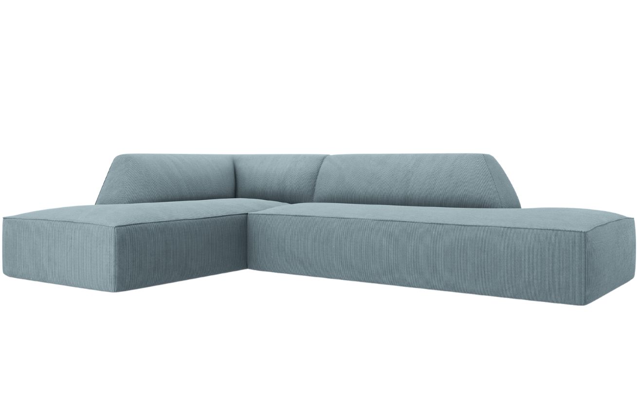 Světle modr&aacute; man&scaron;estrov&aacute; rohov&aacute; pohovka MICADONI Ruby 273 cm, lev&aacute;