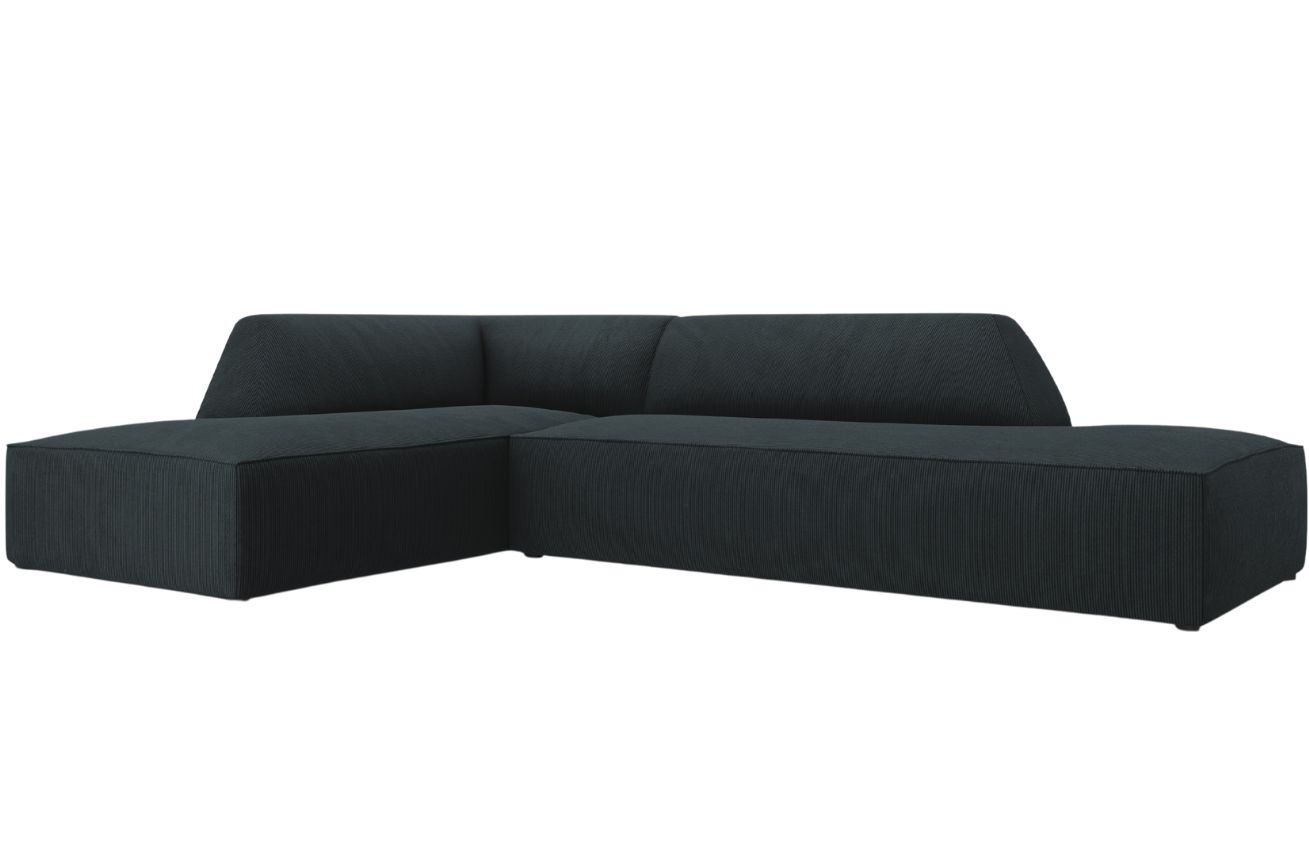 Tmavě modr&aacute; man&scaron;estrov&aacute; rohov&aacute; pohovka MICADONI Ruby 273 cm, lev&aacute;