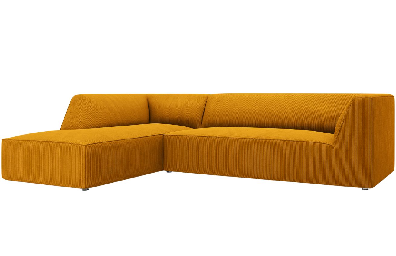 Hořčicově žlut&aacute; man&scaron;estrov&aacute; rohov&aacute; pohovka MICADONI Ruby II. 273 cm, lev&aacute;