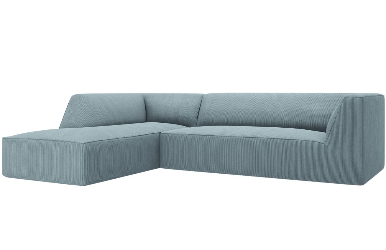 Světle modr&aacute; man&scaron;estrov&aacute; rohov&aacute; pohovka MICADONI Ruby II. 273 cm, lev&aacute;