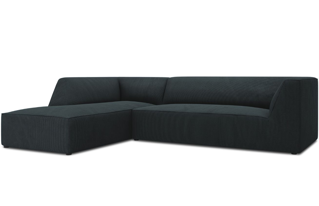 Tmavě modr&aacute; man&scaron;estrov&aacute; rohov&aacute; pohovka MICADONI Ruby II. 273 cm, lev&aacute;