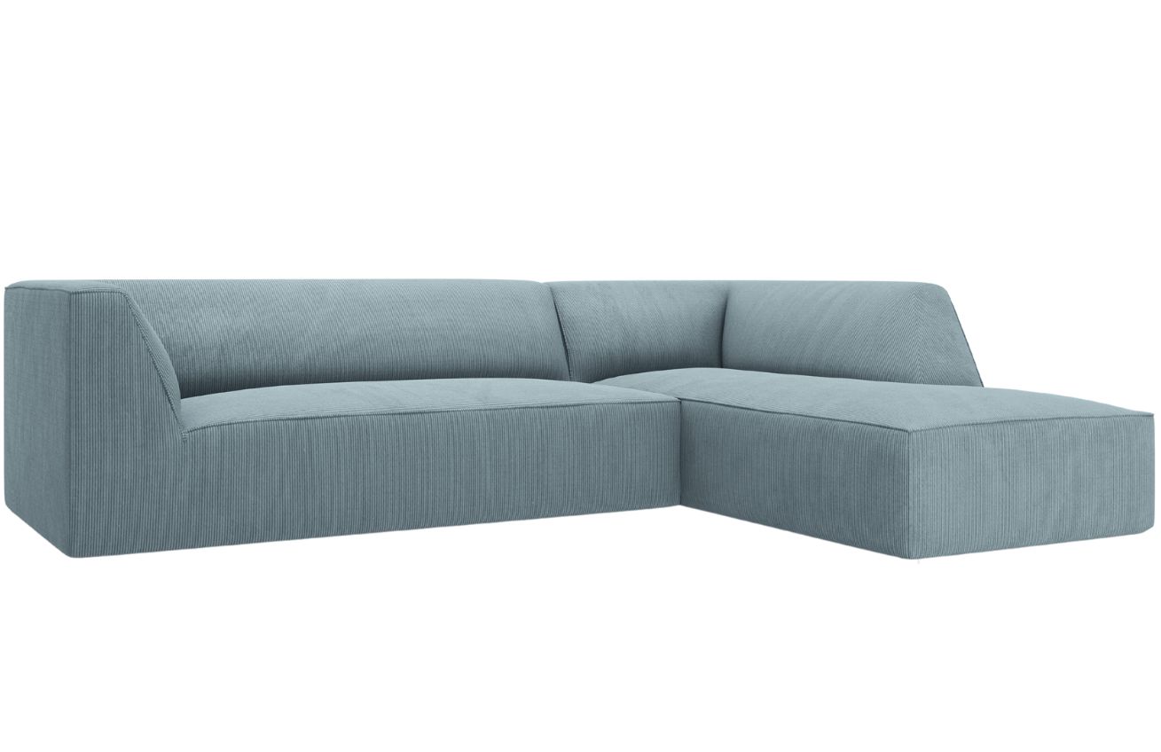 Světle modr&aacute; man&scaron;estrov&aacute; rohov&aacute; pohovka MICADONI Ruby II. 273 cm, prav&aacute;