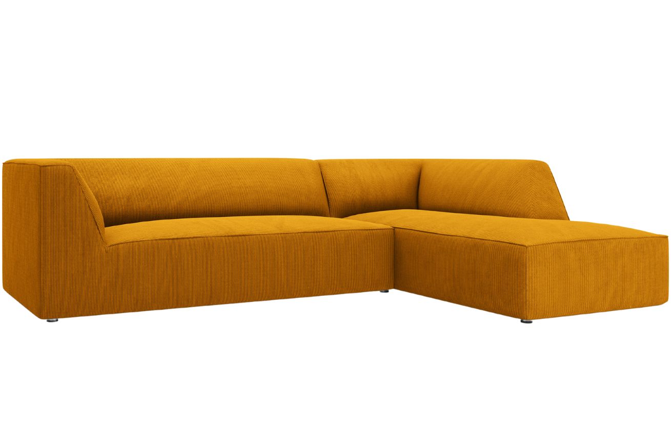 Hořčicově žlut&aacute; man&scaron;estrov&aacute; rohov&aacute; pohovka MICADONI Ruby II. 273 cm, prav&aacute;
