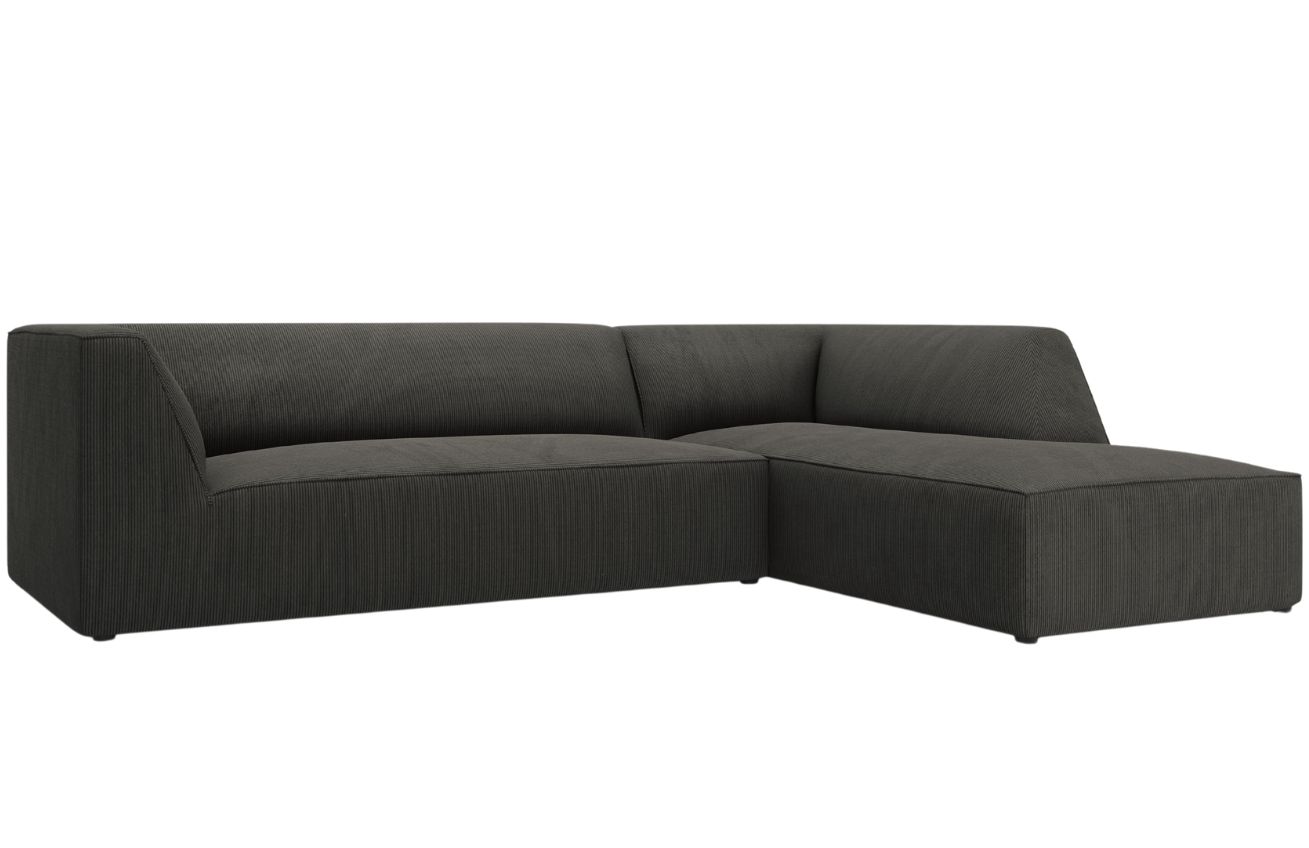 Tmavě &scaron;ed&aacute; man&scaron;estrov&aacute; rohov&aacute; pohovka MICADONI Ruby II. 273 cm, prav&aacute;