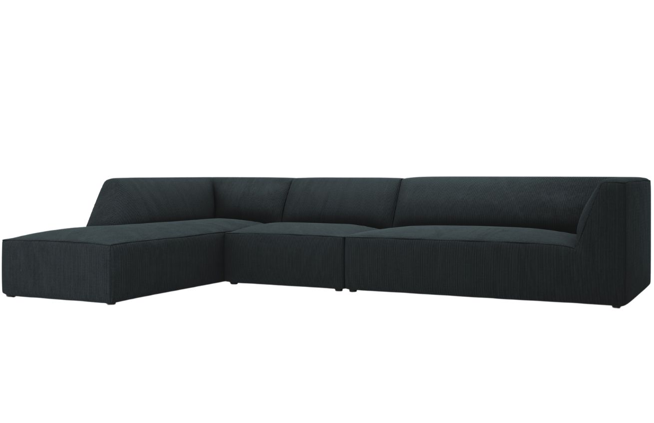 Tmavě modr&aacute; man&scaron;estrov&aacute; rohov&aacute; pohovka MICADONI Ruby 366 cm, lev&aacute;