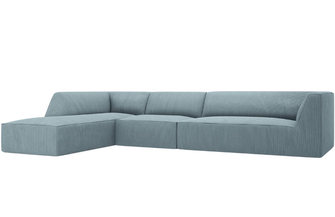 Světle modr&aacute; man&scaron;estrov&aacute; rohov&aacute; pohovka MICADONI Ruby 366 cm, lev&aacute;