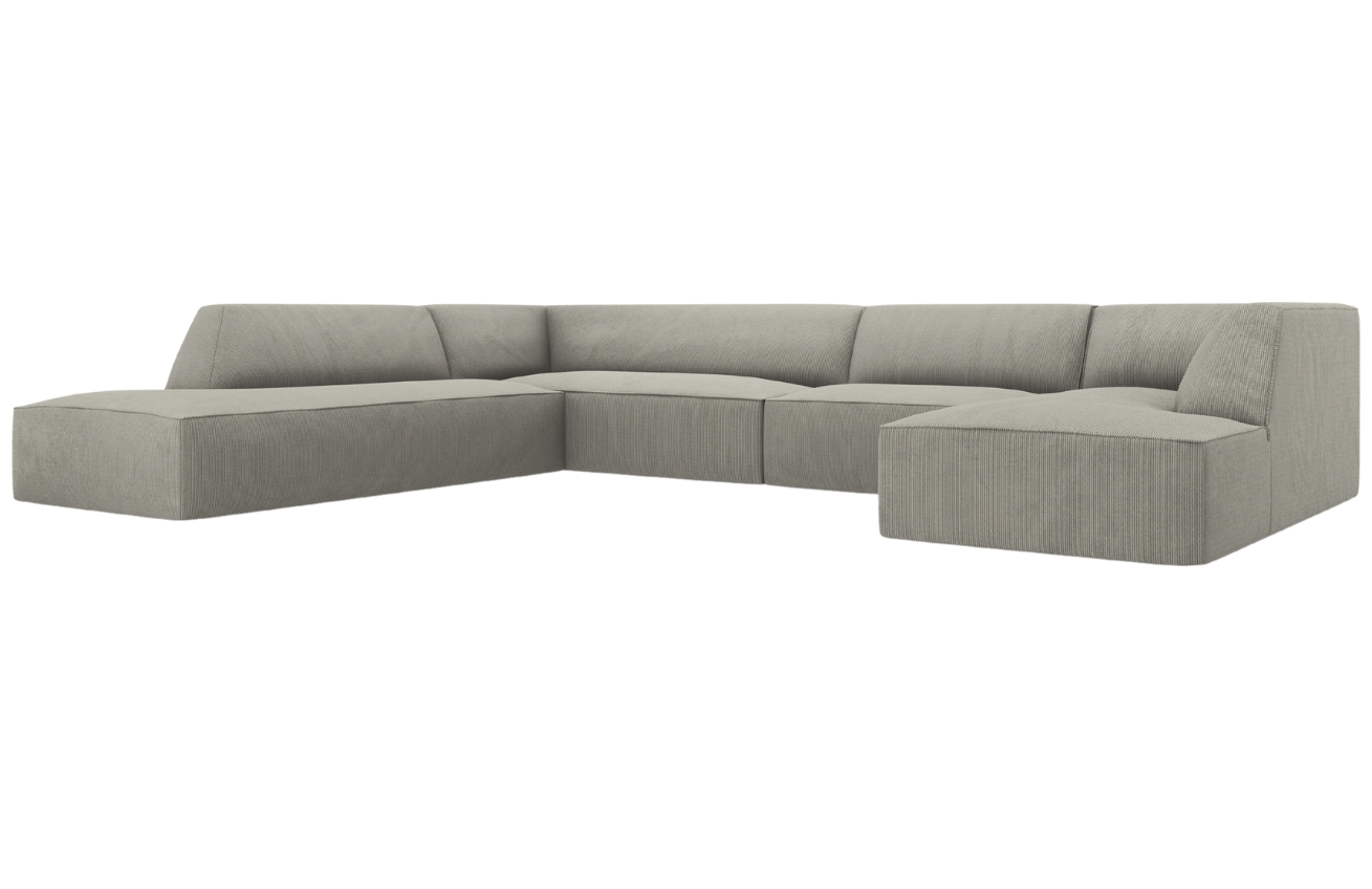 Šedá manšestrová rohová pohovka MICADONI Ruby II. 366 cm, levá