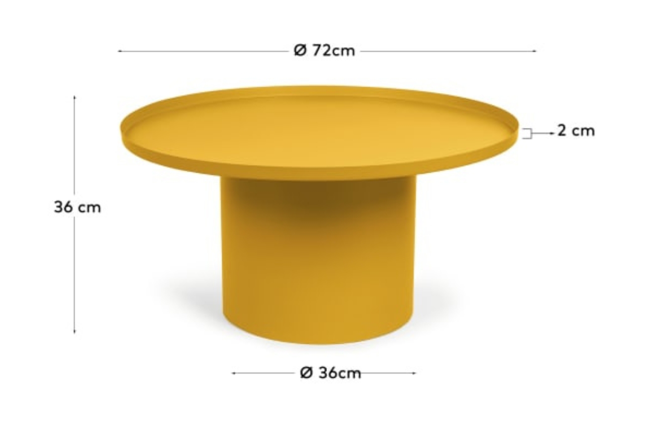 Hořčicově žlutý kovový konferenční stolek Kave Home Fleksa Ø 72 cm