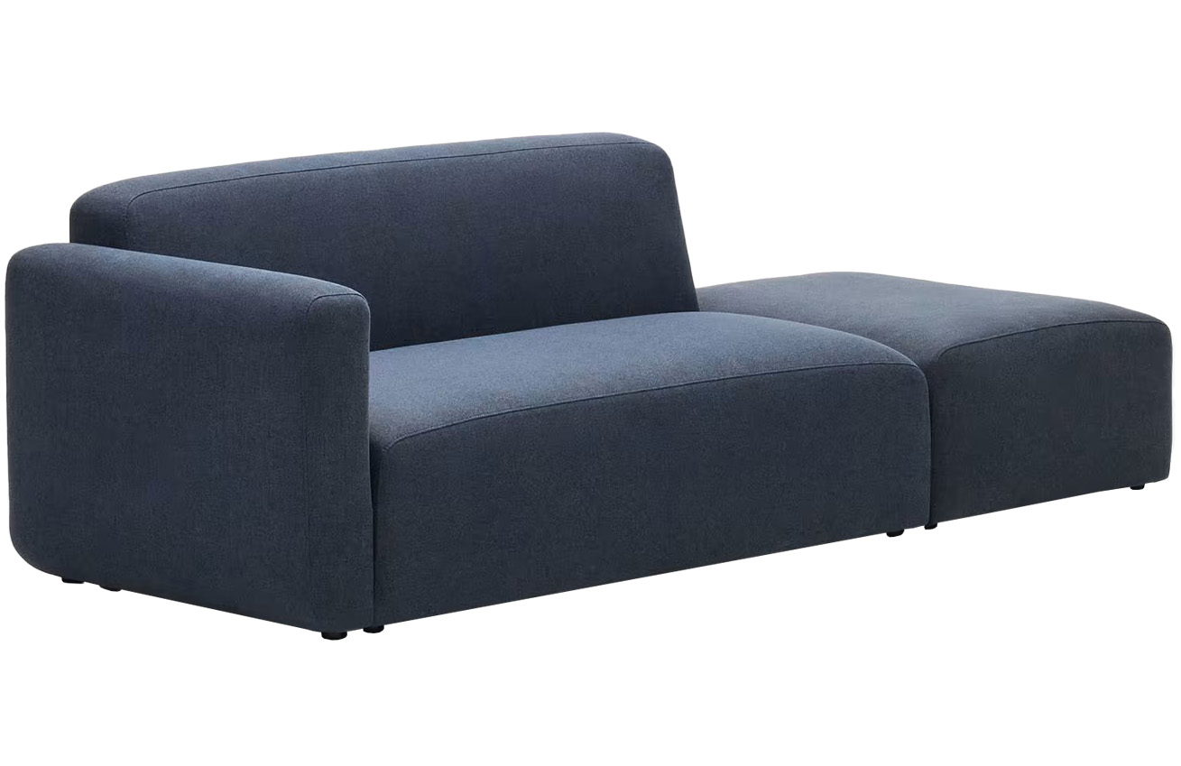 Tmavě modrá látková rohová modulární pohovka Kave Home Neom 244 cm, levá/pravá