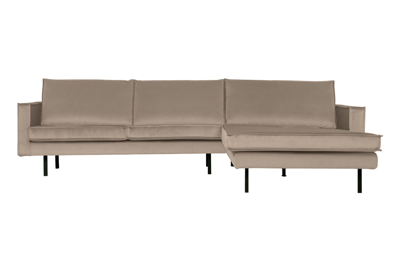 WOOOD Šedohnědá sametová rohová pohovka Raden 300 cm, pravá