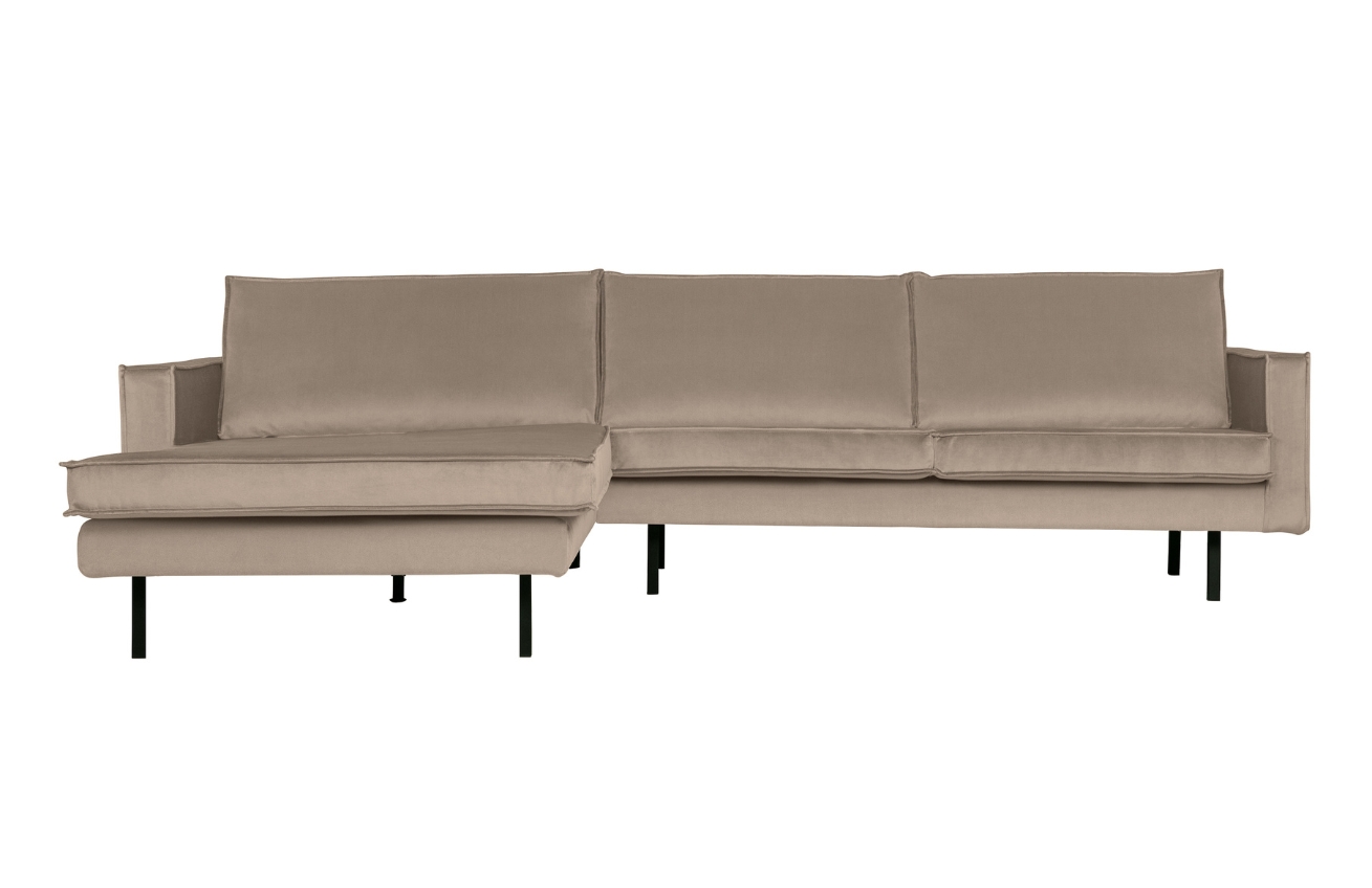 WOOOD Šedohnědá sametová rohová pohovka Raden 300 cm, levá