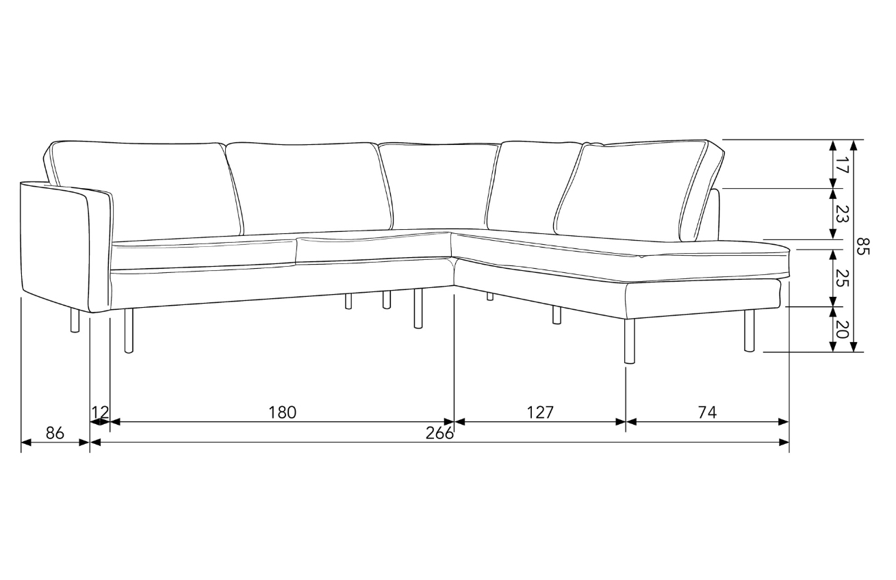 WOOOD Šedohnědá sametová rohová pohovka Raden 266 cm, pravá