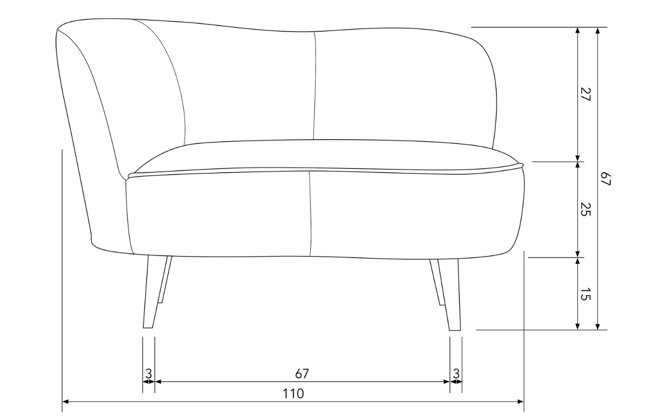 WOOOD Bílé čalouněné lounge křeslo Norma 112 cm, levé