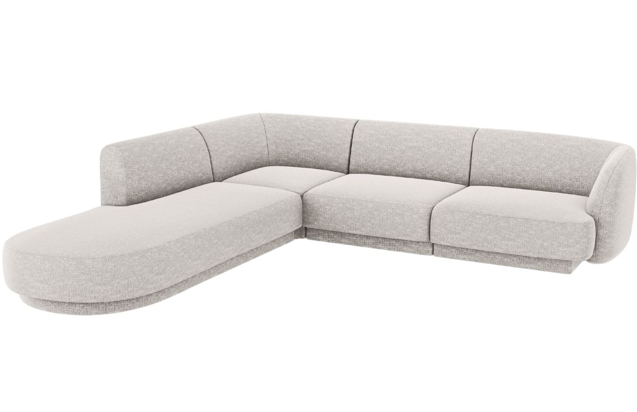 Světle šedá žinylková rohová pohovka MICADONI Miley II. 255 cm, levá