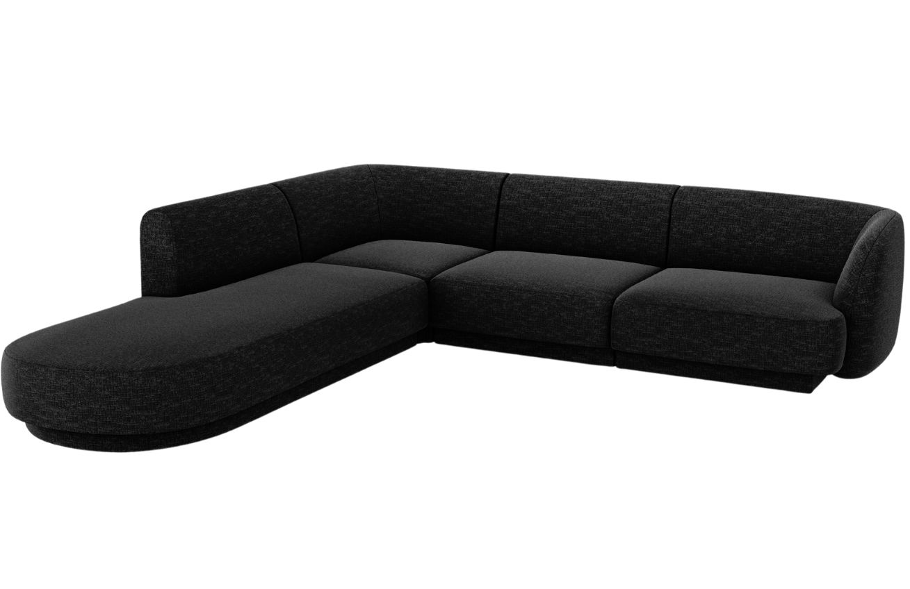 Černá žinylková rohová pohovka MICADONI Miley II. 255 cm, levá