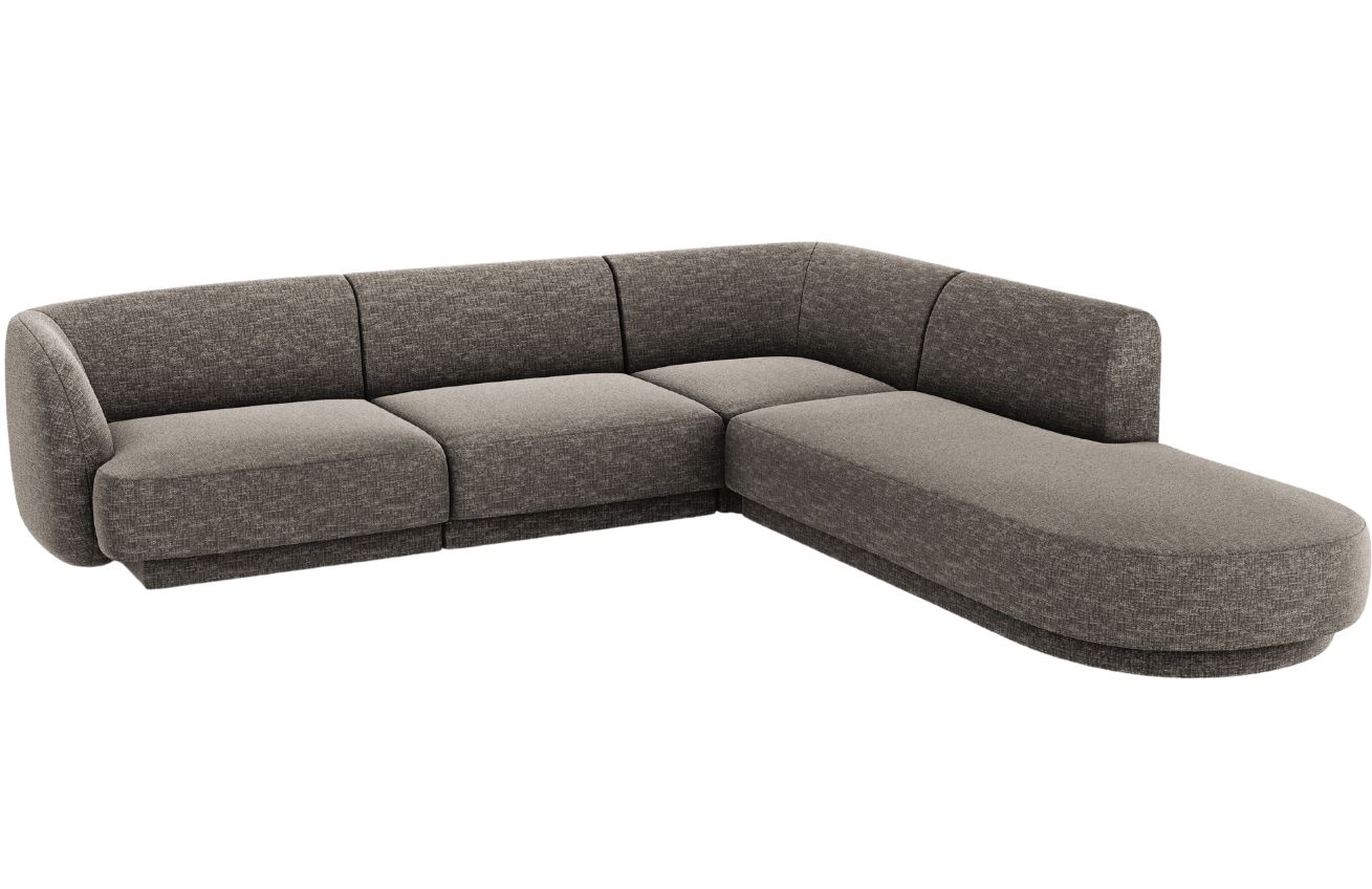 Šedá žinylková rohová pohovka MICADONI Miley II. 255 cm, pravá
