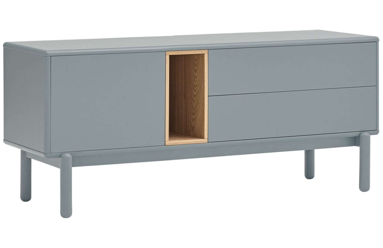 &Scaron;edomodr&yacute; lakovan&yacute; dubov&yacute; TV stolek Teulat Corvo 140 x 40 cm