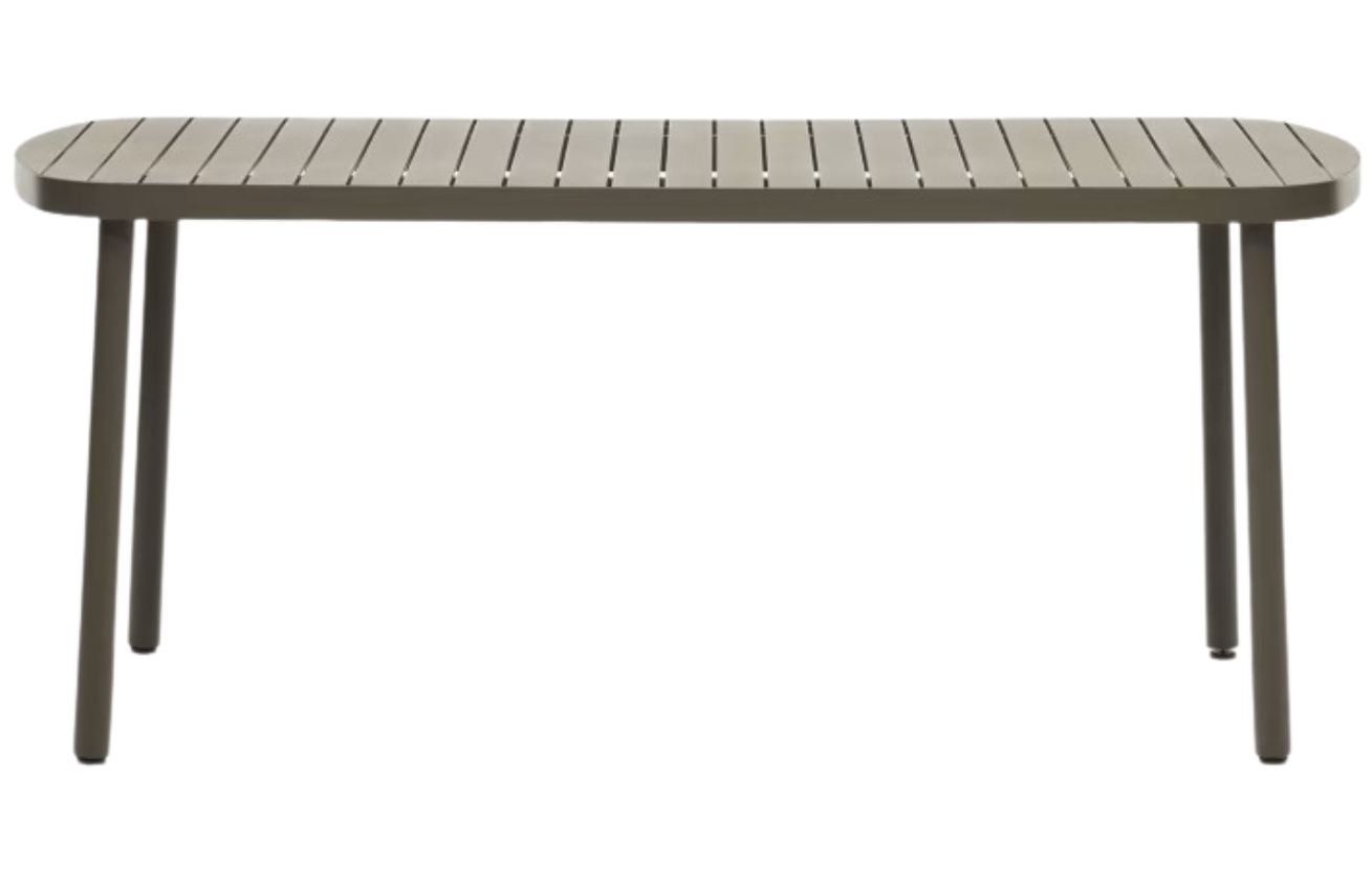 Tmavě zelen&yacute; kovov&yacute; zahradn&iacute; j&iacute;deln&iacute; stůl Kave Home Joncols 180 x 90 cm