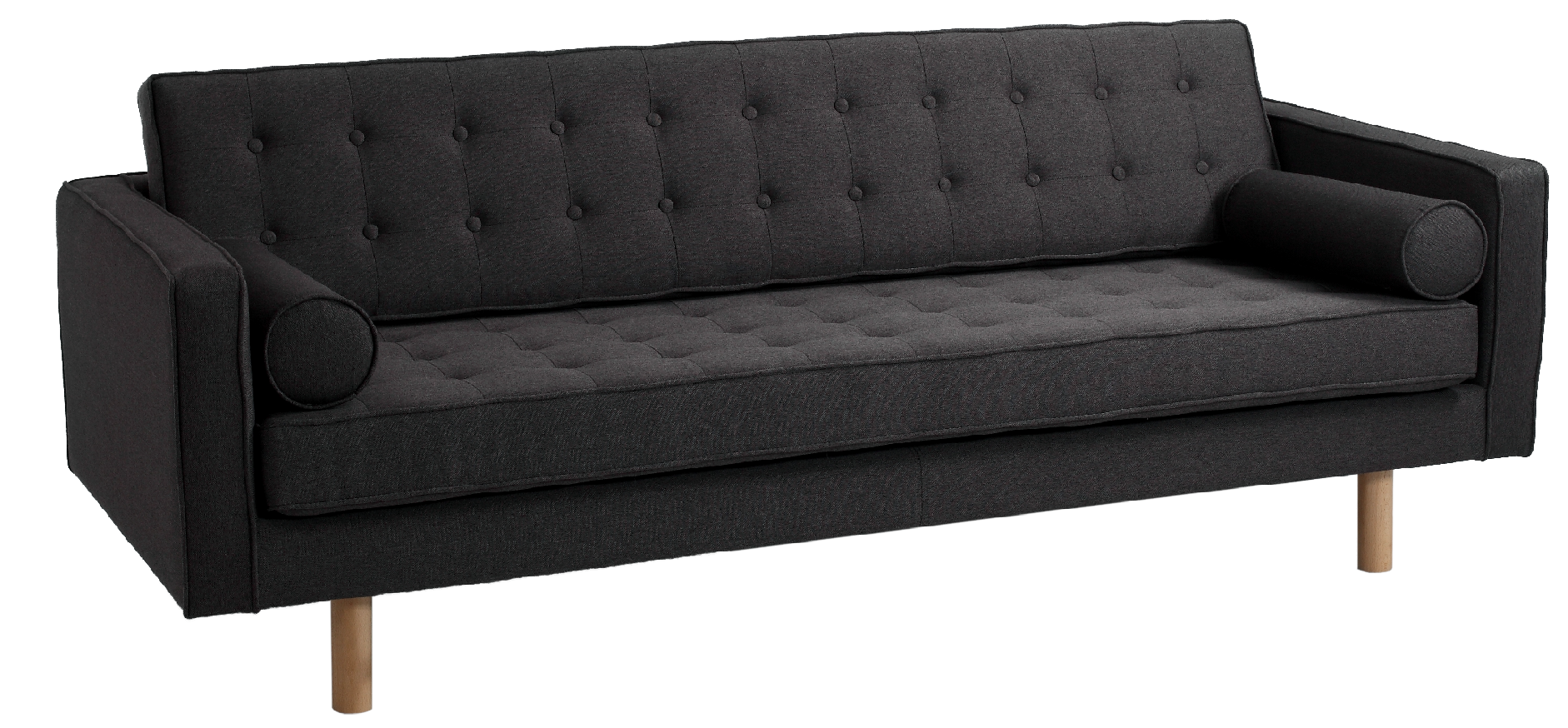 Nordic Design Antracitově šedá látková třímístná pohovka Emmet Timber 220 cm