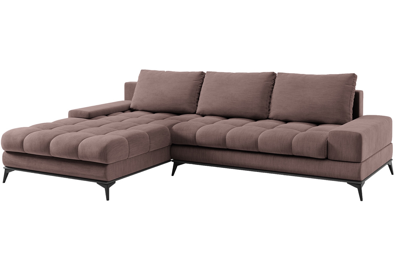 Hnědorůžová látková rozkládací rohová pohovka Windsor & Co Deneb 315 cm, levá