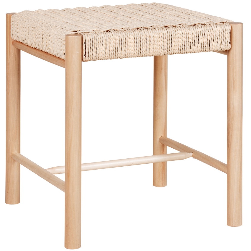 Nordic Living Dřevěná stolička Abannon 46,5 cm s proutěným výpletem