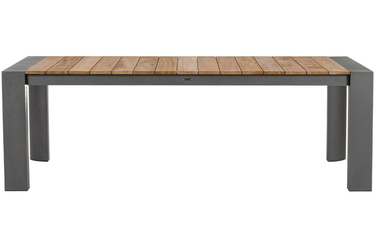 Šedý teakový zahradní rozkládací stůl Bizzotto Cameron 228/294 x 100 cm