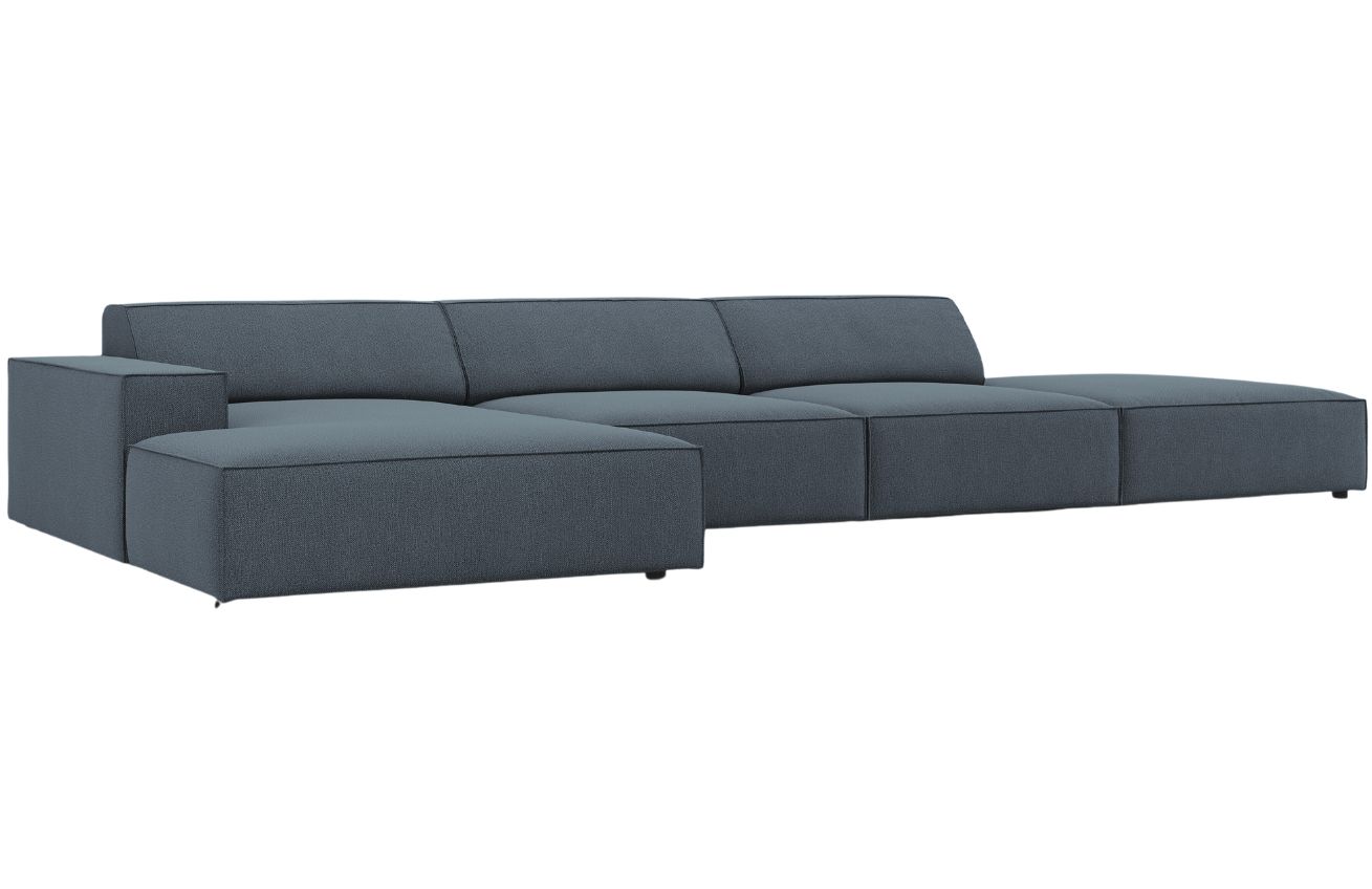 Modr&aacute; l&aacute;tkov&aacute; rohov&aacute; pohovka MICADONI Jodie 341 cm, lev&aacute;