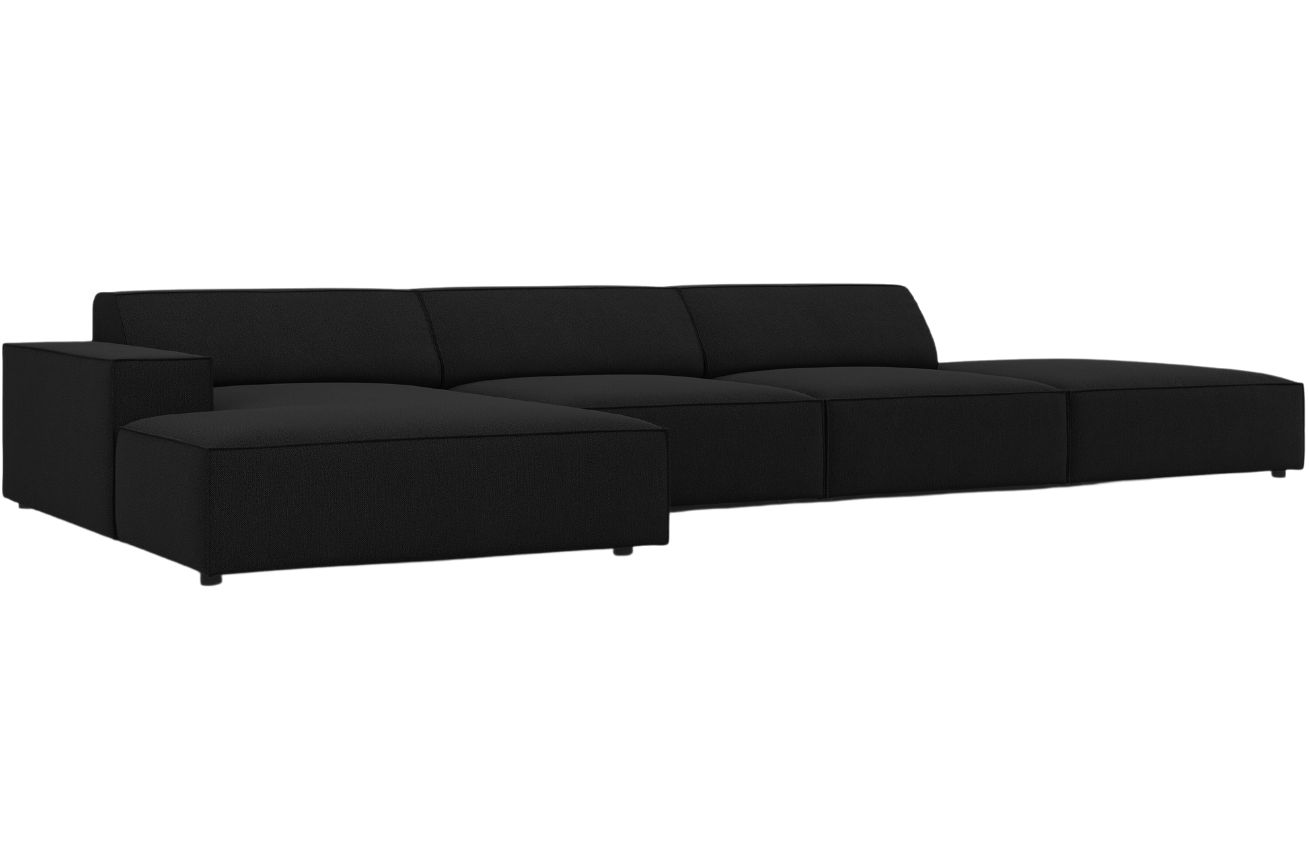 Čern&aacute; l&aacute;tkov&aacute; rohov&aacute; pohovka MICADONI Jodie 341 cm, lev&aacute;