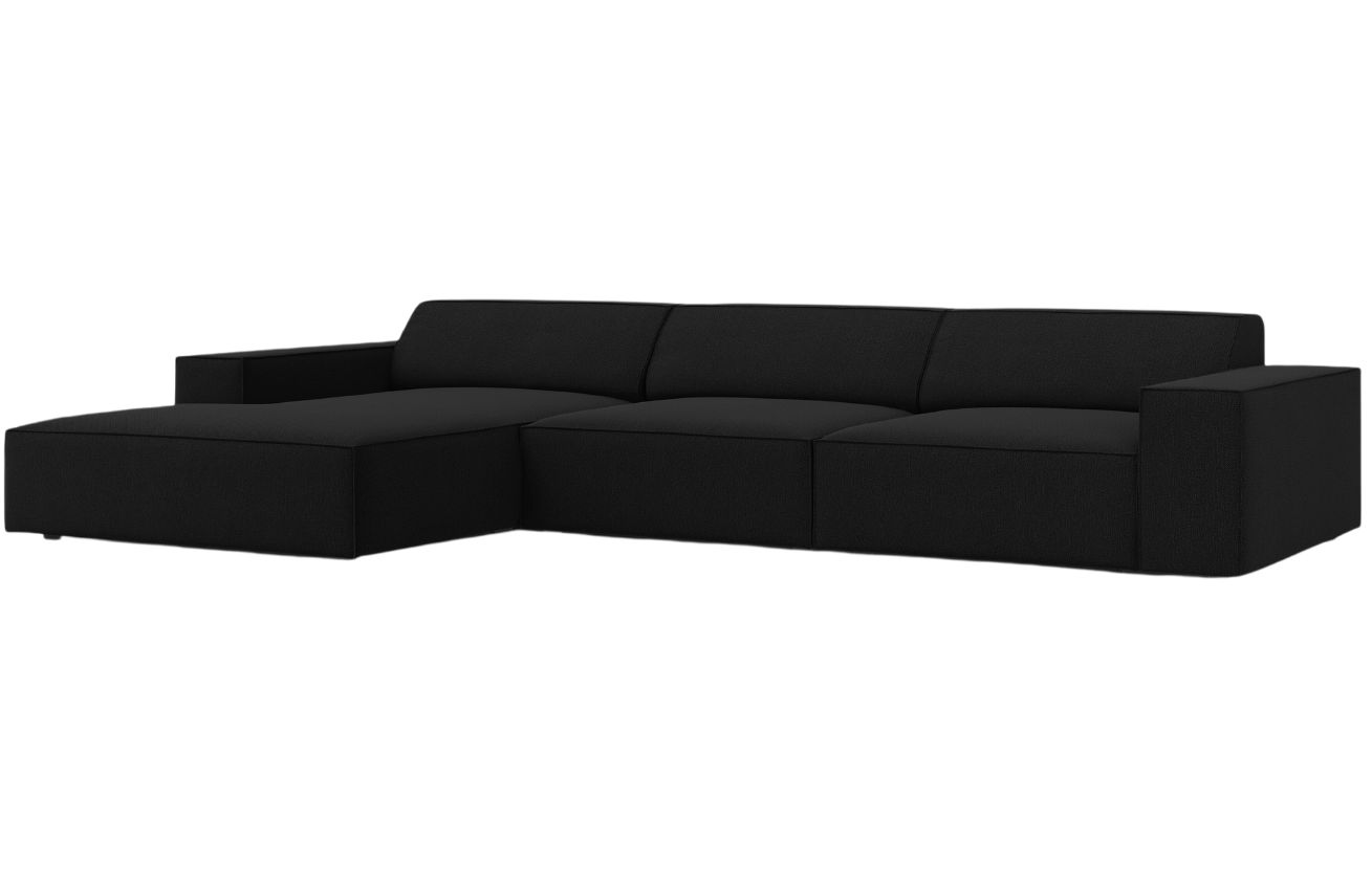 Čern&aacute; l&aacute;tkov&aacute; rohov&aacute; pohovka MICADONI Jodie 284 cm, lev&aacute;