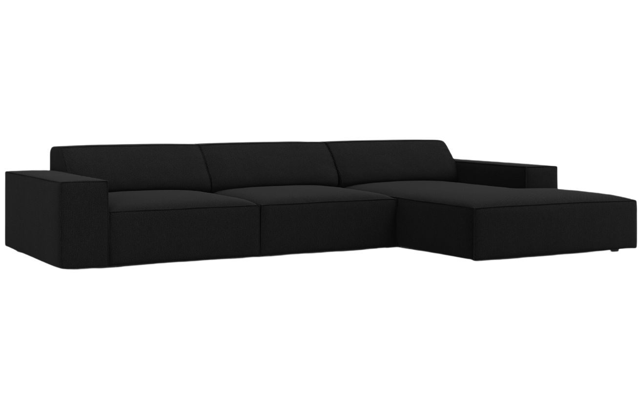 Čern&aacute; l&aacute;tkov&aacute; rohov&aacute; pohovka MICADONI Jodie 284 cm, prav&aacute;