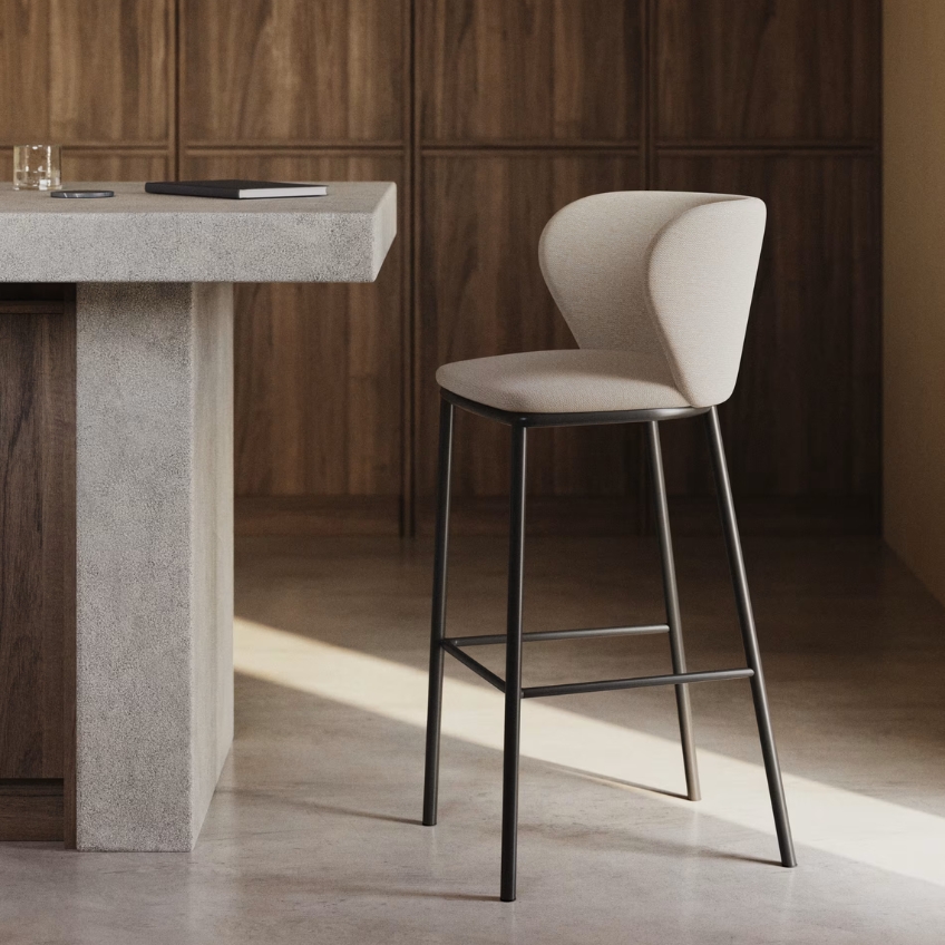 Béžová čalouněná barová židle Kave Home Ciselia 65 cm