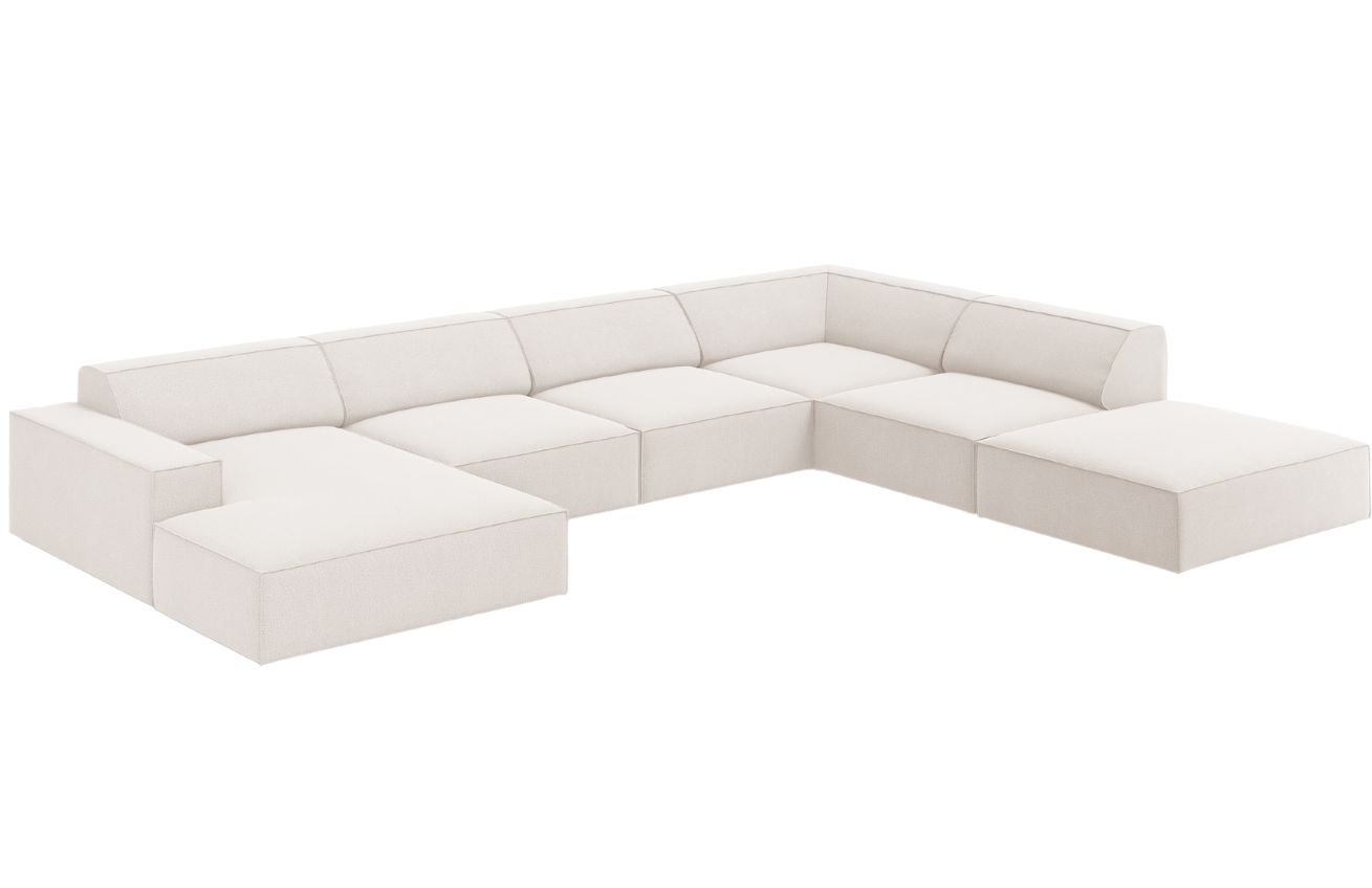 B&eacute;žov&aacute; l&aacute;tkov&aacute; rohov&aacute; pohovka MICADONI Jodie 364 cm, prav&aacute;