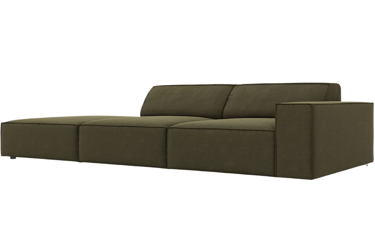 Zelen&aacute; sametov&aacute; trojm&iacute;stn&aacute; pohovka MICADONI Jodie 262 cm, lev&aacute;