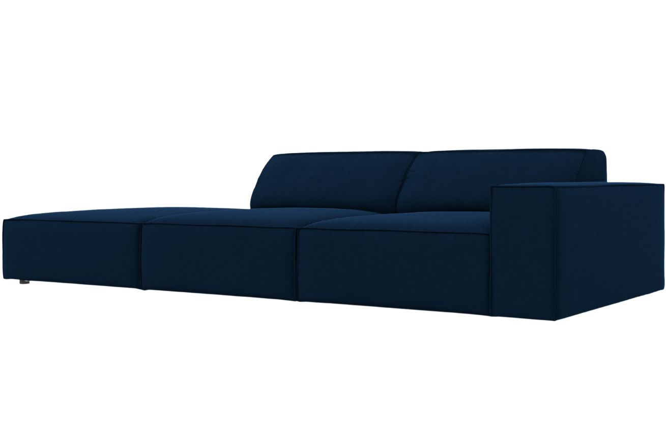 Kr&aacute;lovsky modr&aacute; sametov&aacute; trojm&iacute;stn&aacute; pohovka MICADONI Jodie 262 cm, lev&aacute;