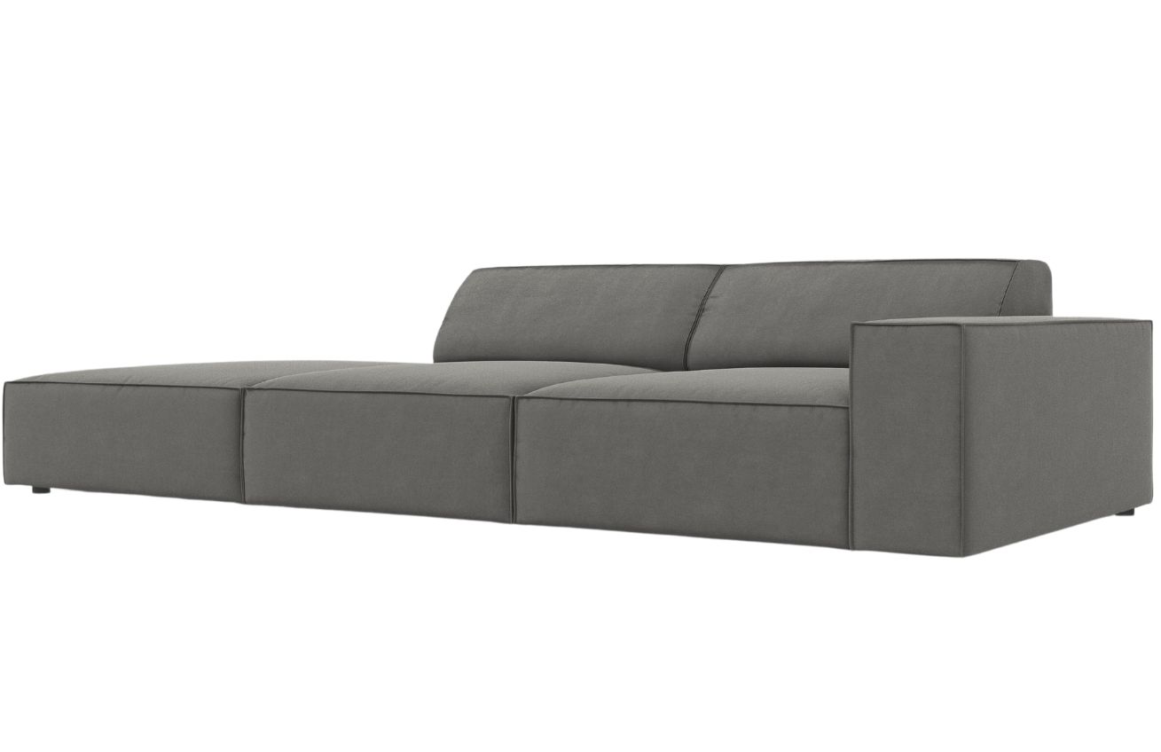 Světle &scaron;ed&aacute; sametov&aacute; trojm&iacute;stn&aacute; pohovka MICADONI Jodie 262 cm, lev&aacute;