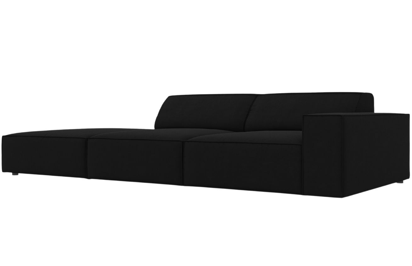 Čern&aacute; sametov&aacute; trojm&iacute;stn&aacute; pohovka MICADONI Jodie 262 cm, lev&aacute;