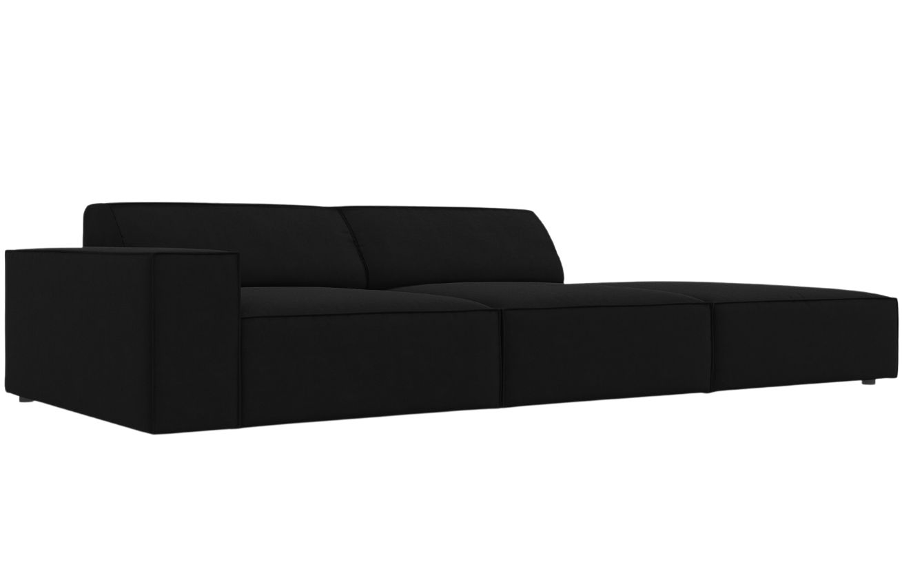 Čern&aacute; sametov&aacute; trojm&iacute;stn&aacute; pohovka MICADONI Jodie 262 cm, prav&aacute;