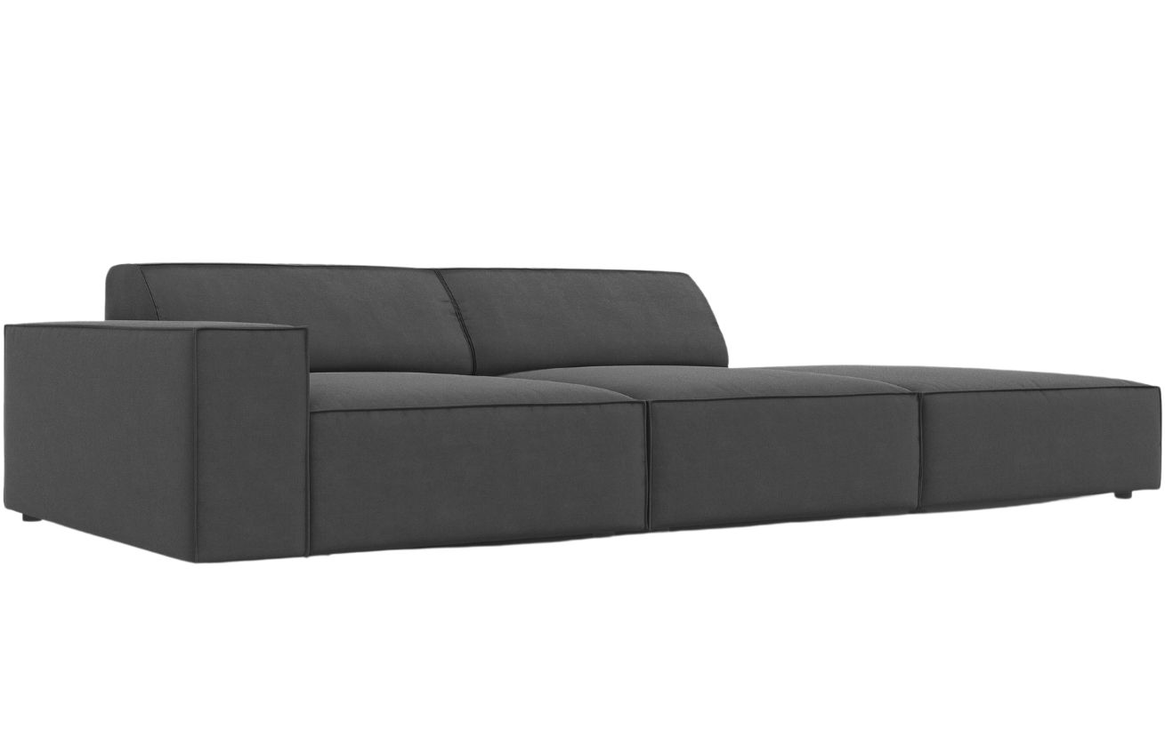 &Scaron;ed&aacute; sametov&aacute; trojm&iacute;stn&aacute; pohovka MICADONI Jodie 262 cm, prav&aacute;