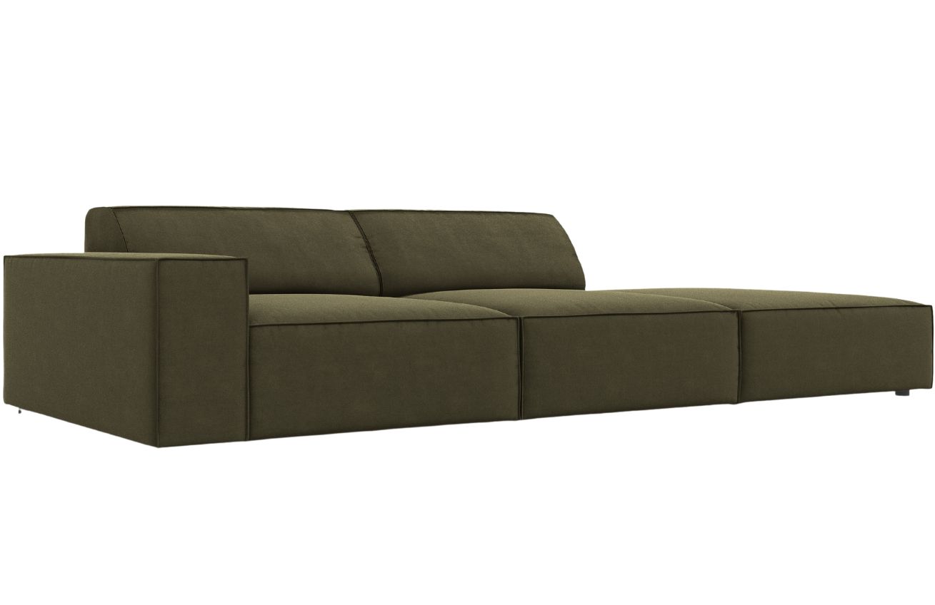 Zelen&aacute; sametov&aacute; trojm&iacute;stn&aacute; pohovka MICADONI Jodie 262 cm, prav&aacute;